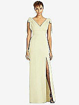 Front View Thumbnail - Butter Yellow Bow-Shoulder Sleeveless Deep V-Back Mermaid Dress