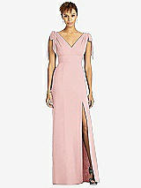 Front View Thumbnail - Rose Bow-Shoulder Sleeveless Deep V-Back Mermaid Dress