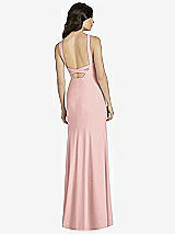 Rear View Thumbnail - Rose High-Neck Backless Crepe Trumpet Gown