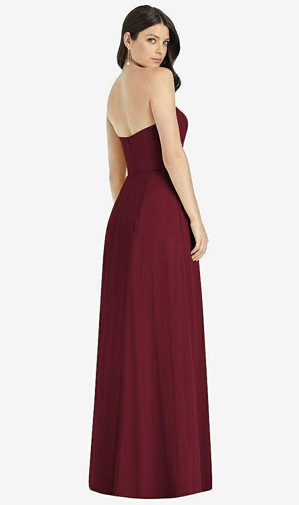 Back View - Cabernet Strapless Notch Chiffon Maxi Dress