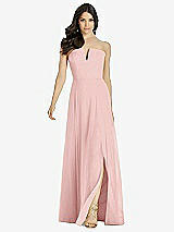 Front View Thumbnail - Rose Strapless Notch Chiffon Maxi Dress