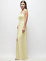 Side View Thumbnail - Butter Yellow Tie-Shoulder Chiffon Maxi Dress with Front Slit