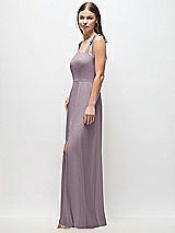 Side View Thumbnail - Lilac Dusk Tie-Shoulder Chiffon Maxi Dress with Front Slit