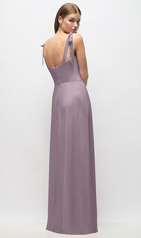 Back View - Lilac Dusk Tie-Shoulder Chiffon Maxi Dress with Front Slit