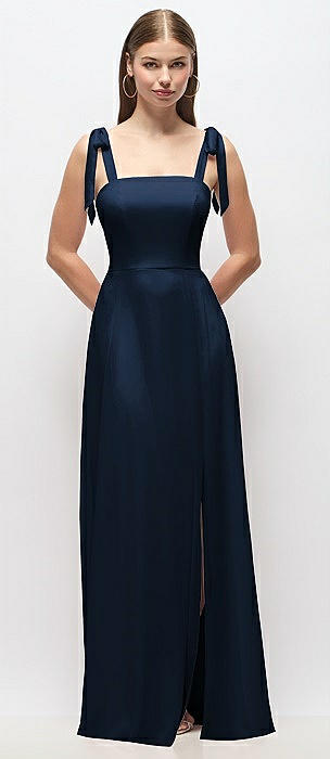 Tie-Shoulder Chiffon Maxi Dress with Front Slit