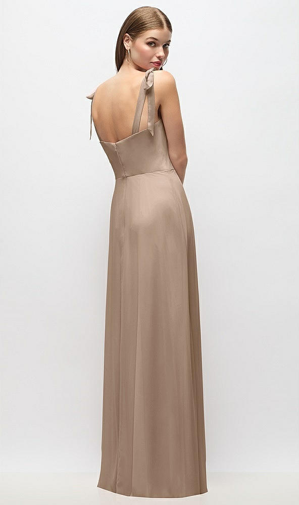 Back View - Topaz Tie-Shoulder Chiffon Maxi Dress with Front Slit