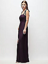 Side View Thumbnail - Aubergine Tie-Shoulder Chiffon Maxi Dress with Front Slit