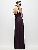 Rear View Thumbnail - Aubergine Tie-Shoulder Chiffon Maxi Dress with Front Slit