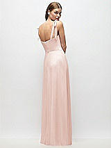 Rear View Thumbnail - Blush Tie-Shoulder Chiffon Maxi Dress with Front Slit