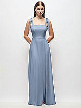 Front View Thumbnail - Cloudy Tie-Shoulder Chiffon Maxi Dress with Front Slit