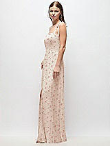 Side View Thumbnail - Coquette Floral Print Tie-Shoulder Chiffon Maxi Dress with Front Slit