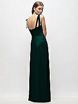Rear View Thumbnail - Evergreen Tie-Shoulder Chiffon Maxi Dress with Front Slit