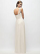 Rear View Thumbnail - Ivory Tie-Shoulder Chiffon Maxi Dress with Front Slit