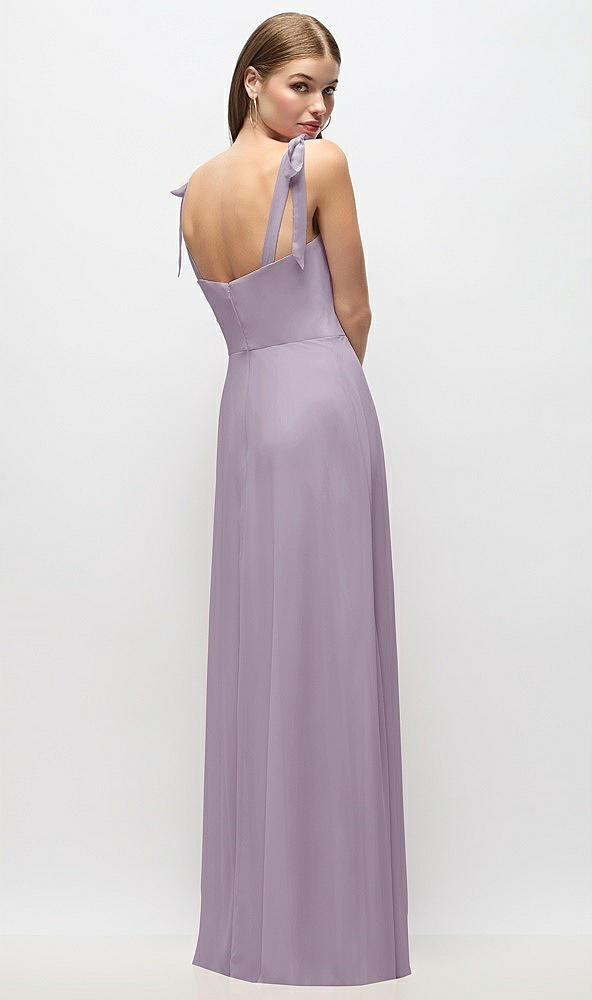 Back View - Lilac Haze Tie-Shoulder Chiffon Maxi Dress with Front Slit