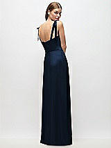 Rear View Thumbnail - Midnight Navy Tie-Shoulder Chiffon Maxi Dress with Front Slit