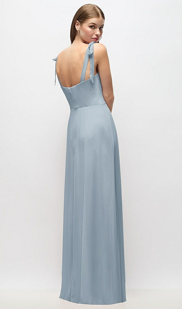 Back View - Mist Tie-Shoulder Chiffon Maxi Dress with Front Slit