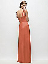 Rear View Thumbnail - Terracotta Copper Tie-Shoulder Chiffon Maxi Dress with Front Slit