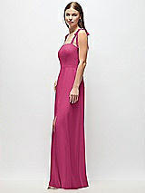 Side View Thumbnail - Tea Rose Tie-Shoulder Chiffon Maxi Dress with Front Slit