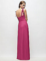 Rear View Thumbnail - Tea Rose Tie-Shoulder Chiffon Maxi Dress with Front Slit
