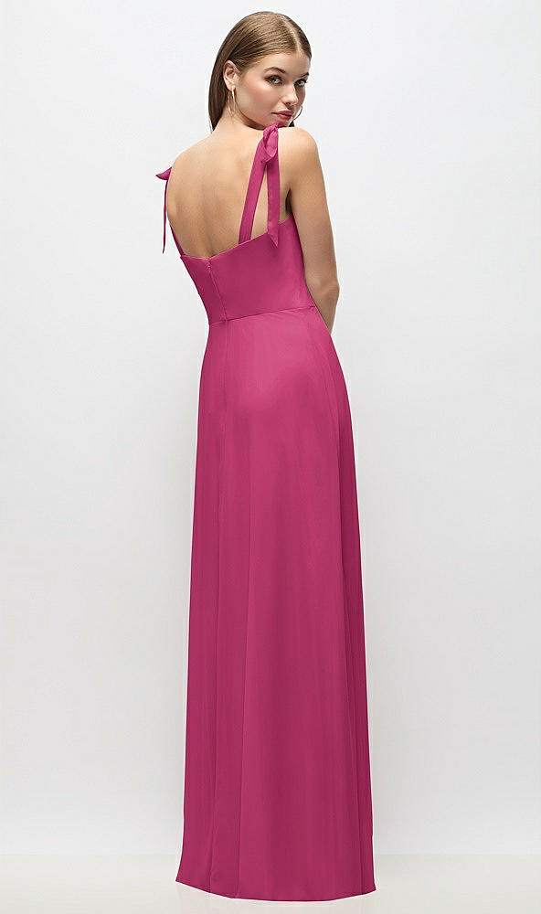 Back View - Tea Rose Tie-Shoulder Chiffon Maxi Dress with Front Slit