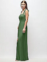 Side View Thumbnail - Vineyard Green Tie-Shoulder Chiffon Maxi Dress with Front Slit