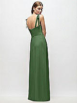 Rear View Thumbnail - Vineyard Green Tie-Shoulder Chiffon Maxi Dress with Front Slit