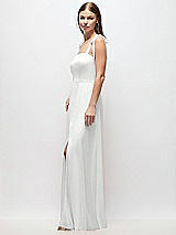 Side View Thumbnail - White Tie-Shoulder Chiffon Maxi Dress with Front Slit