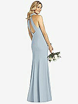 Rear View Thumbnail - Mist High-Neck Cutout Halter Trumpet Gown