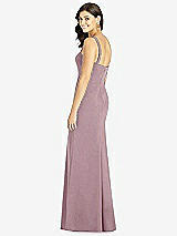 Rear View Thumbnail - Dusty Rose Flat Strap Stretch Mermaid Dress with Front Slit