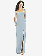 Front View Thumbnail - Mist Flat Strap Stretch Mermaid Dress with Front Slit