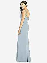 Rear View Thumbnail - Mist Flat Strap Stretch Mermaid Dress with Front Slit