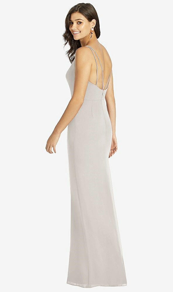 Back View - Oyster Keyhole Neck Mermaid Dress with Front Slit