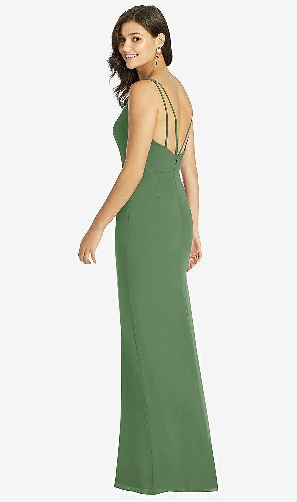 Back View - Vineyard Green Keyhole Neck Mermaid Dress with Front Slit