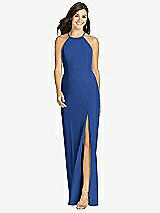 Front View Thumbnail - Classic Blue Sunburst Strap Back Mermaid Dress