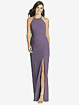 Front View Thumbnail - Lavender Sunburst Strap Back Mermaid Dress