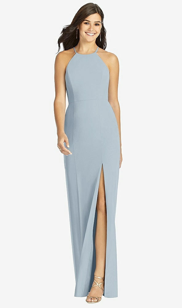 Front View - Mist Sunburst Strap Back Mermaid Dress