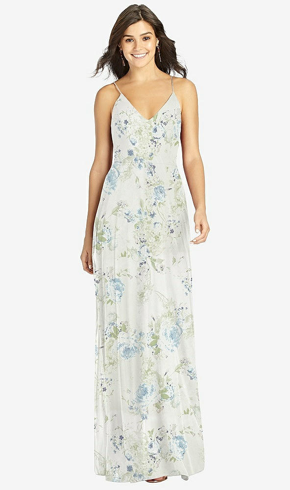 Front View - Bleu Garden Criss Cross Back A-Line Maxi Dress