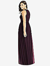 Rear View Thumbnail - Deep Plum Shirred Skirt Jewel Neck Halter Dress with Front Slit