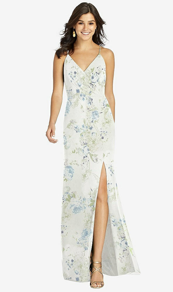 Front View - Bleu Garden Criss Cross Back Mermaid Wrap Dress