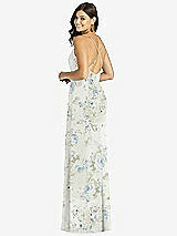 Rear View Thumbnail - Bleu Garden Criss Cross Back Mermaid Wrap Dress