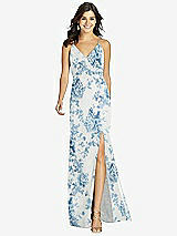Front View Thumbnail - Cottage Rose Dusk Blue Criss Cross Back Mermaid Wrap Dress