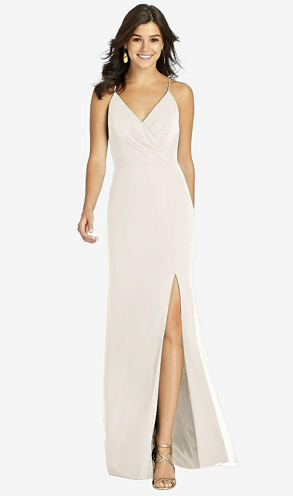 Front View - Ivory Criss Cross Back Mermaid Wrap Dress