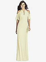Front View Thumbnail - Butter Yellow Ruffle Cold-Shoulder Mermaid Maxi Dress