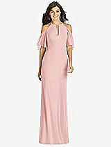 Front View Thumbnail - Rose Ruffle Cold-Shoulder Mermaid Maxi Dress