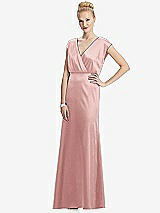 Front View Thumbnail - Rose Cap Sleeve Blouson Faux Wrap Dress
