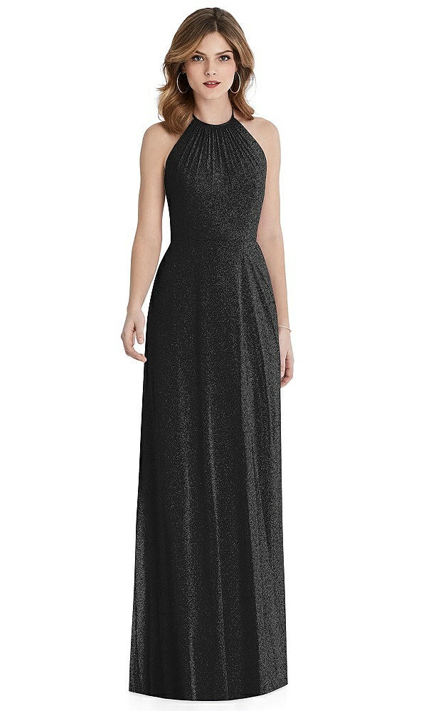 Front View - Black Silver After Six Shimmer Bridesmaid Dress 1515LS
