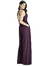 Rear View Thumbnail - Aubergine Silver Dessy Shimmer Bridesmaid Jumpsuit Arielle LS