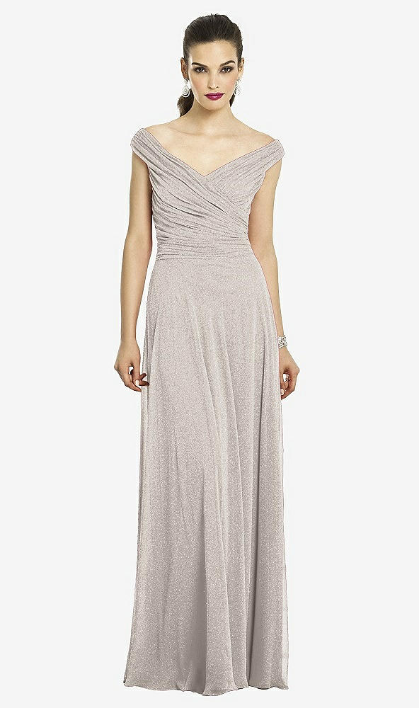 Front View - Taupe Silver After Six Shimmer Bridesmaids Dress 6667LS