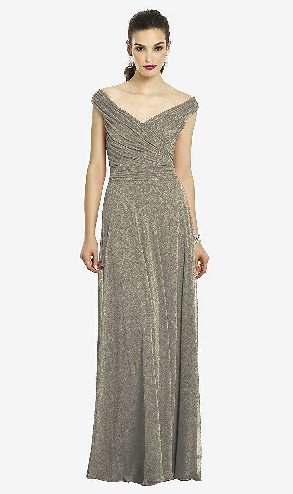 Front View - Mocha Gold After Six Shimmer Bridesmaids Dress 6667LS