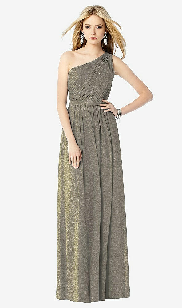 Front View - Mocha Gold After Six Shimmer Bridesmaid Dress 6706LS